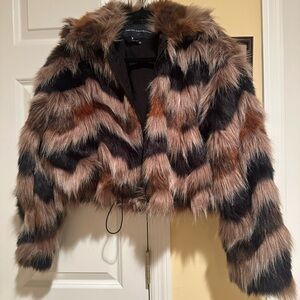 French Connection Faux Fur Cropped Jacket